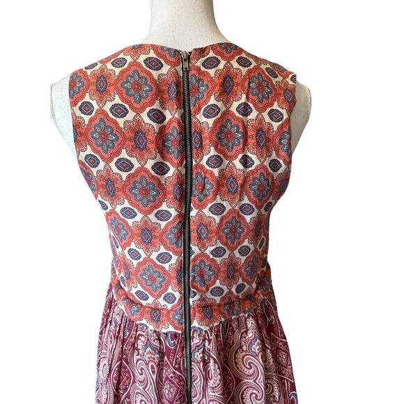 Japna Boho Floral Print Sleeveless Dress Size M Zipper Back Handmade Viscose - Picture 7 of 14